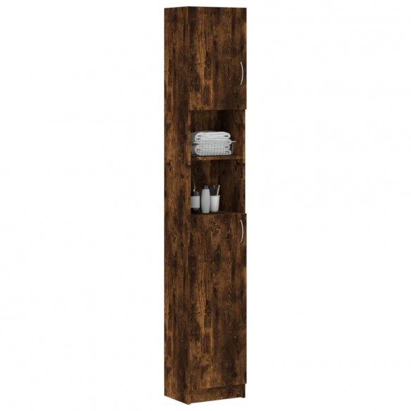 Armoire de bain Chêne fumé 32x25,5x190 cm Bois d'ingénierie