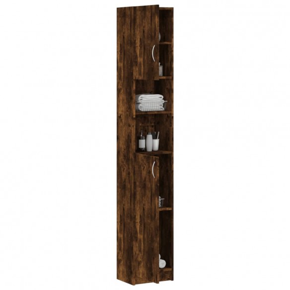 Armoire de bain Chêne fumé 32x25,5x190 cm Bois d'ingénierie