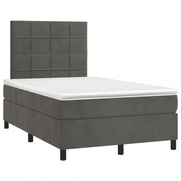 Cadre de lit matelas et LED Gris foncé 120x200 cm