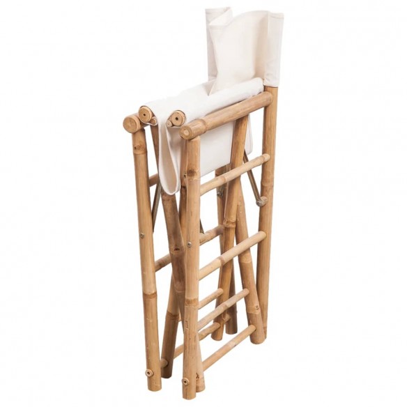 Chaise pliable 2 pcs Bambou et toile