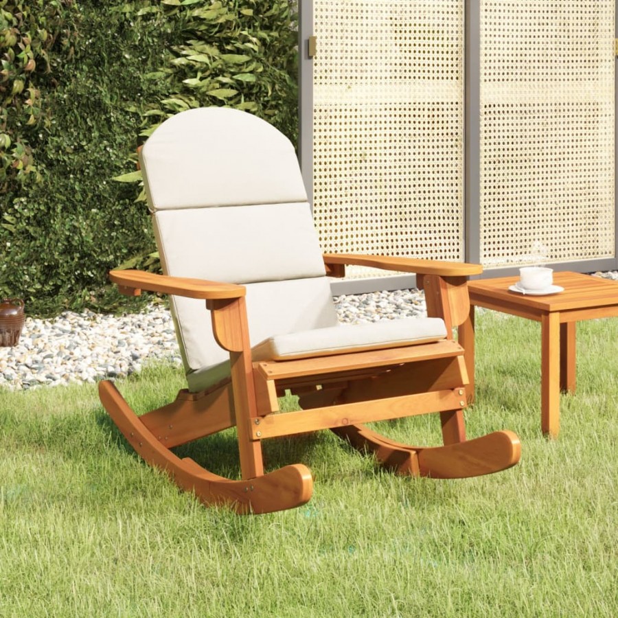 Chaise à bascule Adirondack avec coussins bois massif d'acacia