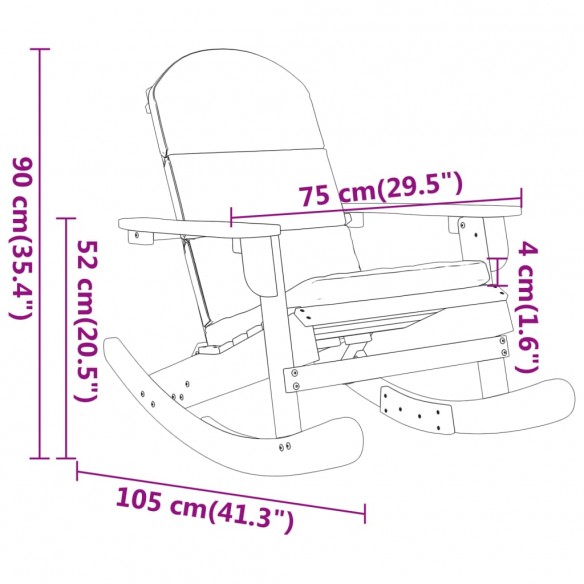 Chaise à bascule Adirondack avec coussins bois massif d'acacia