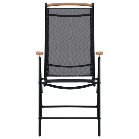 Chaises de jardin pliables 2 pcs aluminium et textilène noir