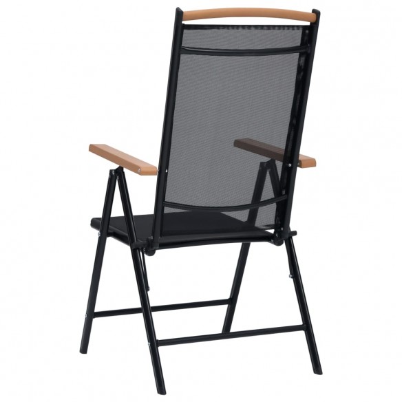 Chaises de jardin pliables 2 pcs aluminium et textilène noir