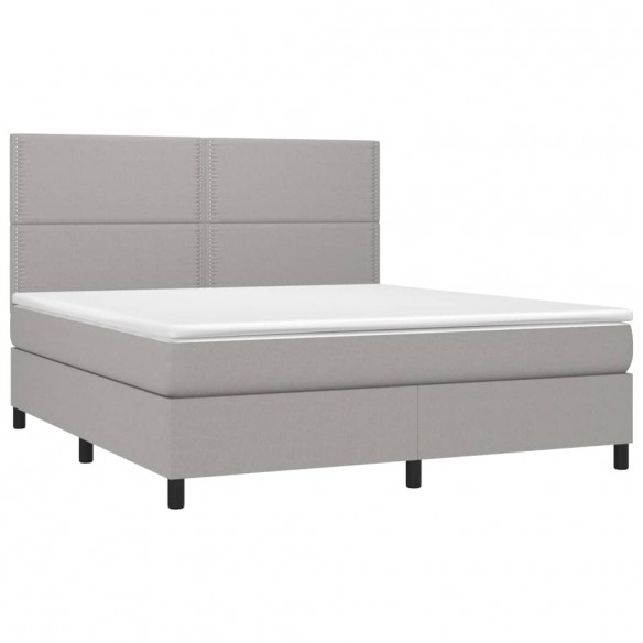 Cadre de lit avec matelas Gris clair 180x200cm Tissu