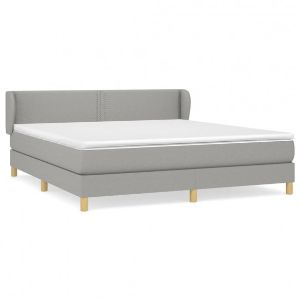 Cadre de lit avec matelas Gris clair 180x200cm Tissu