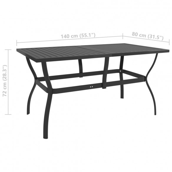 Table de jardin Anthracite 140x80x72 cm Acier