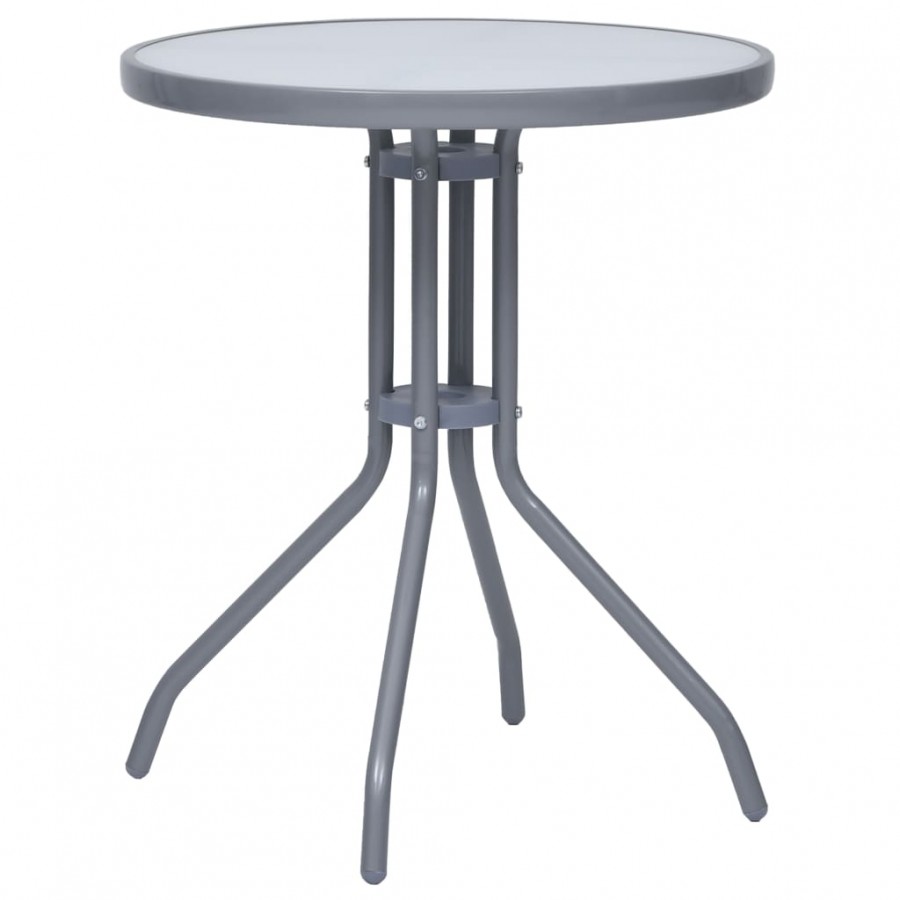 Table de jardin Gris clair 60 cm Acier et verre