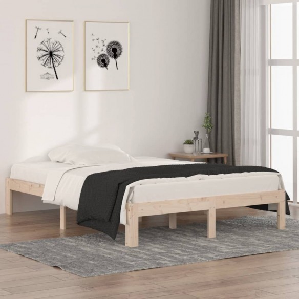 Cadre de lit bois massif 135x190 cm double