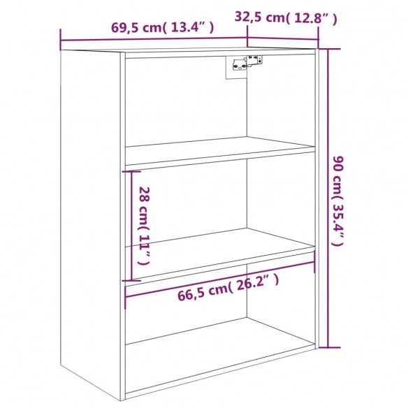 Armoire murale suspendue Blanc brillant 69,5x32,5x90 cm