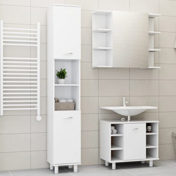 Ensemble de meubles de salle de bain 3 pcs Blanc Aggloméré