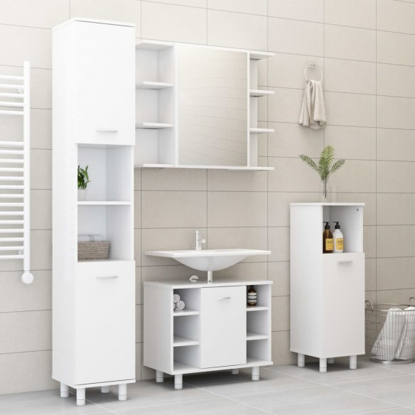 Ensemble de meubles de salle de bain 3 pcs Blanc Aggloméré