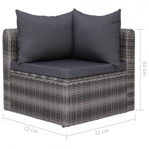 Meuble de jardin 4 pcs avec coussins Gris Résine tressée