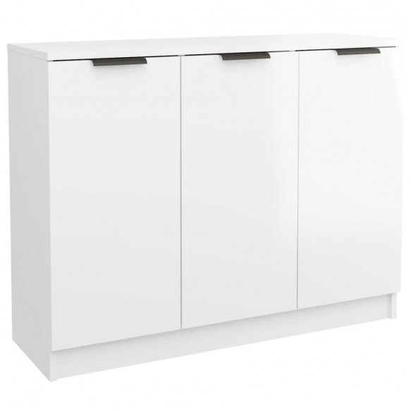 Buffet Blanc brillant 90,5x30x70 cm Bois d'ingénierie