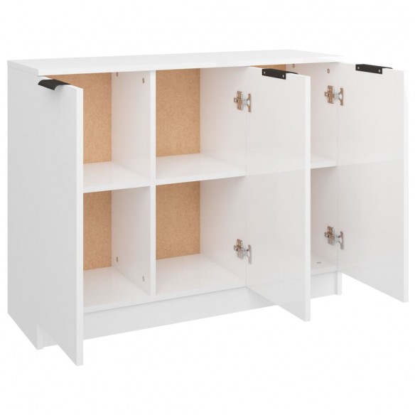 Buffet Blanc brillant 90,5x30x70 cm Bois d'ingénierie