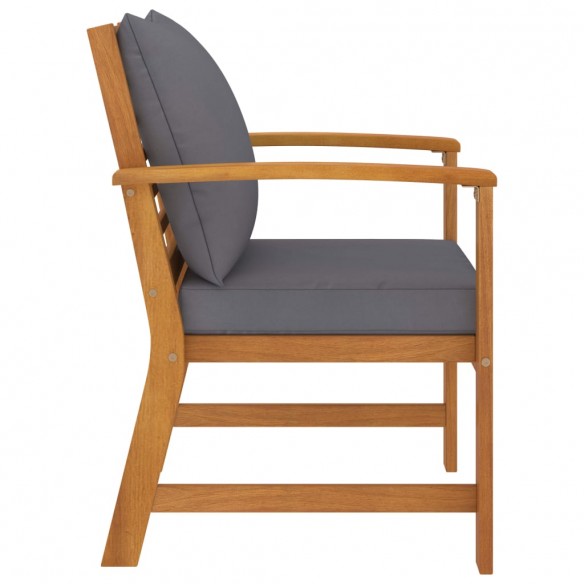 Chaises de jardin 2 pcs avec coussin gris foncé Bois d'acacia