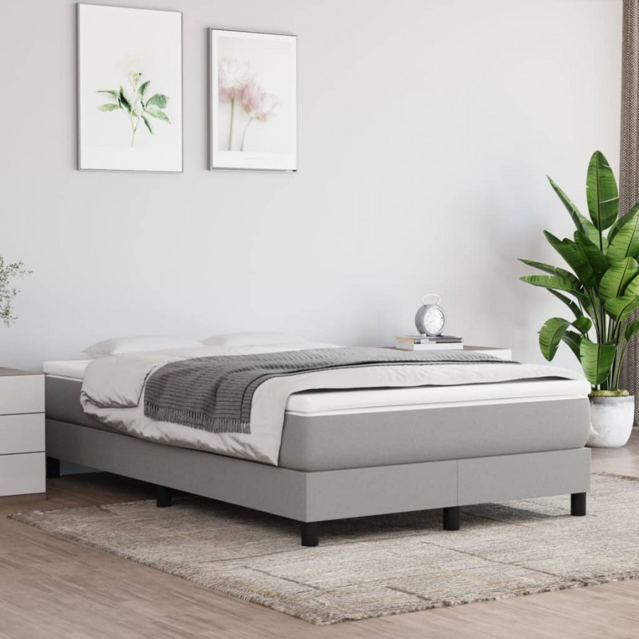 Cadre de lit avec matelas Gris clair 120x200cm Tissu