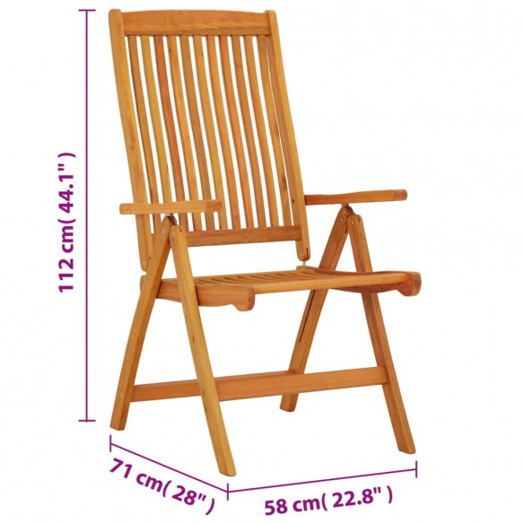 Chaises de jardin pliables 2 pcs Bois d'eucalyptus massif