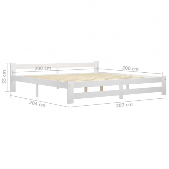 Cadre de lit Blanc Bois de pin massif 200x200 cm