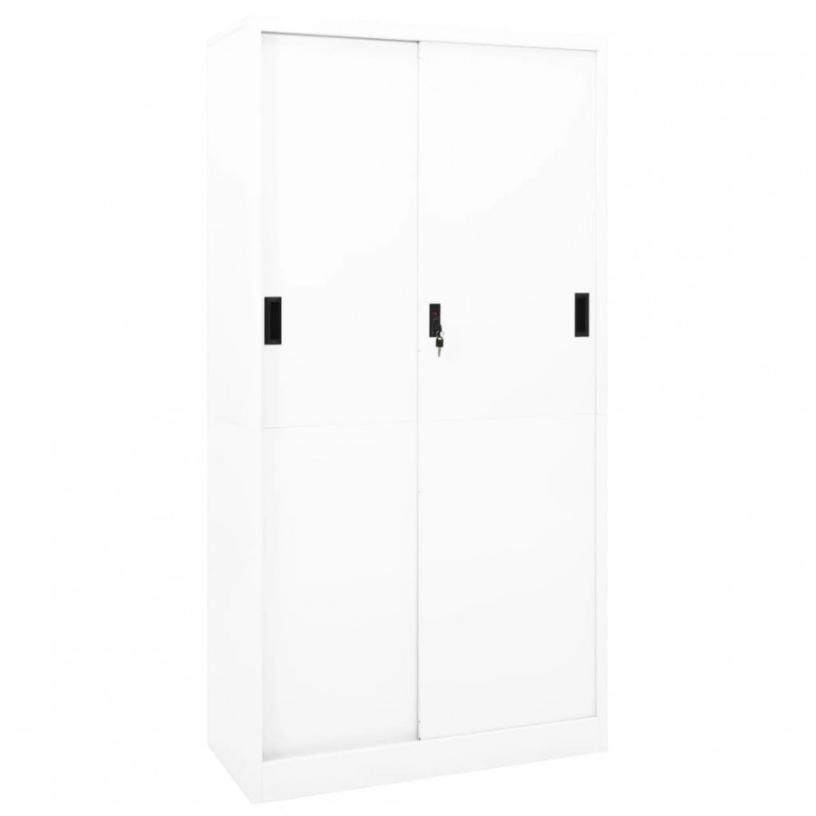 Armoire de bureau et porte coulissante Blanc 90x40x180 cm Acier