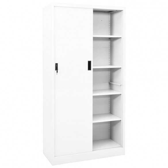 Armoire de bureau et porte coulissante Blanc 90x40x180 cm Acier