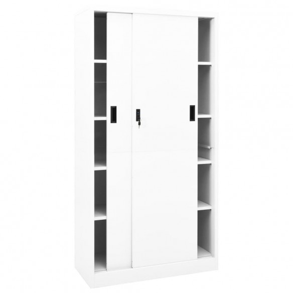 Armoire de bureau et porte coulissante Blanc 90x40x180 cm Acier