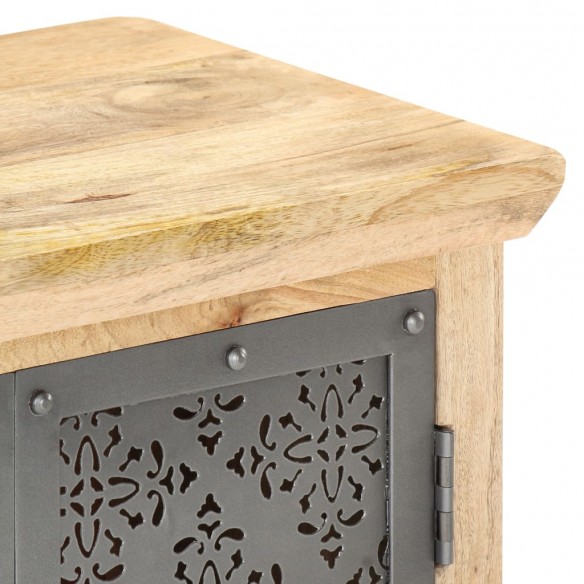 Buffet avec portes en acier 60x35x75 cm Bois de manguier solide