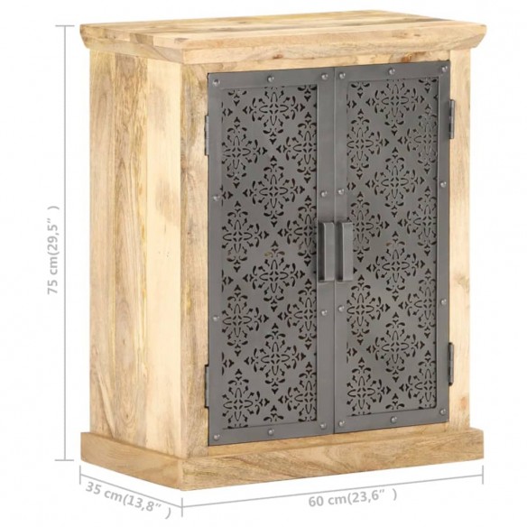 Buffet avec portes en acier 60x35x75 cm Bois de manguier solide