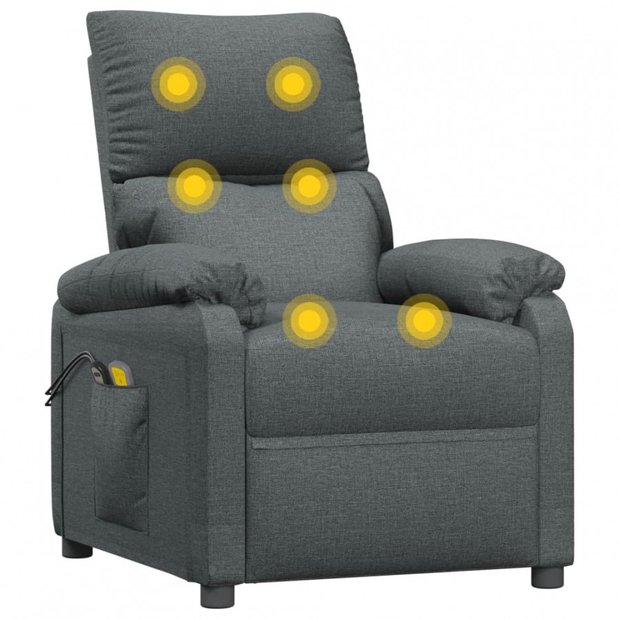 Fauteuil électrique de massage Gris foncé Tissu Fauteuil électrique de massage Gris foncé Tissu