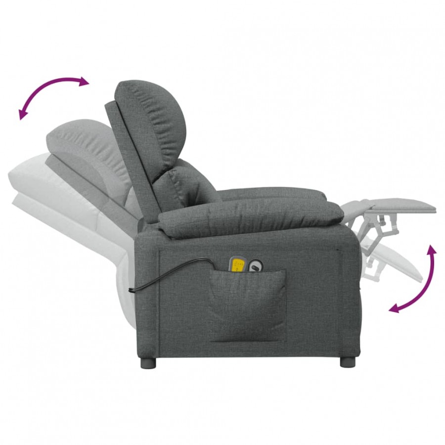 Fauteuil électrique de massage Gris foncé Tissu Fauteuil électrique de massage Gris foncé Tissu