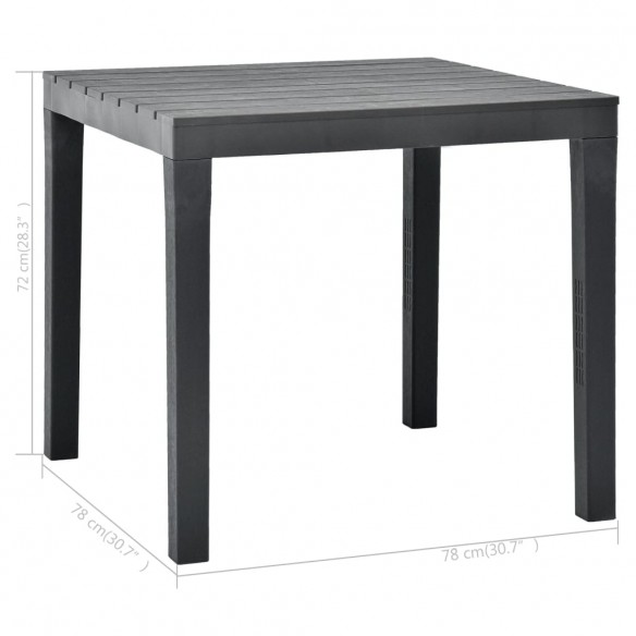 Table de jardin Anthracite 78x78x72 cm Plastique