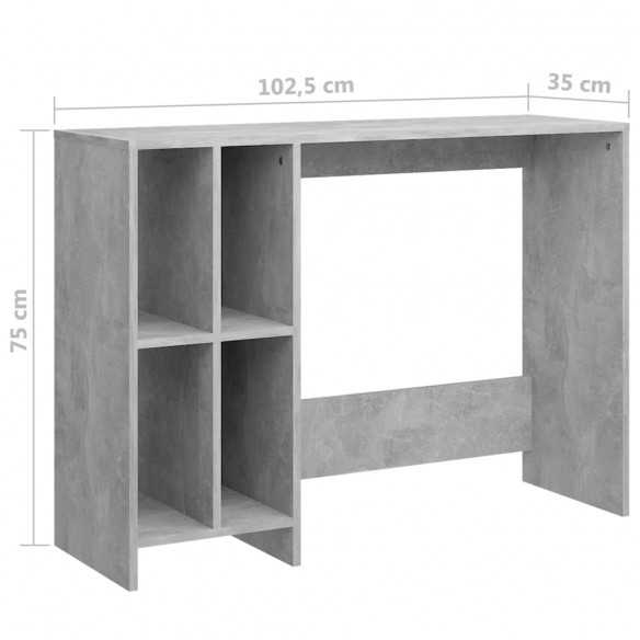 Bureau d'ordinateur portable Gris béton 102,5x35x75cm Aggloméré