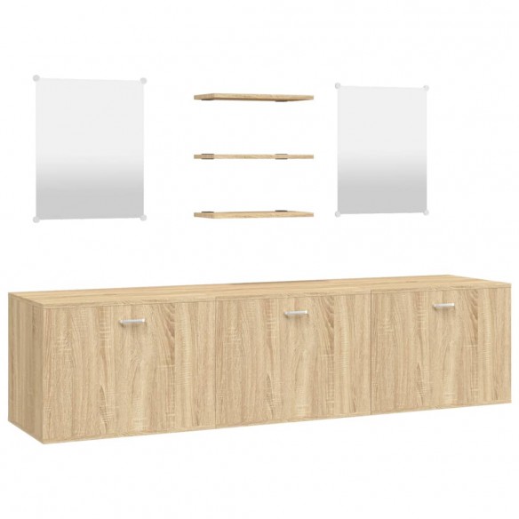 Ensemble de meubles salle de bain 6 pcs chêne bois d'ingénierie