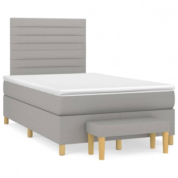 Cadre de lit avec matelas Gris clair 120x200cm Tissu