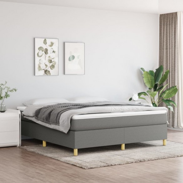 Cadre de lit avec matelas Gris foncé 180x200cm Tissu