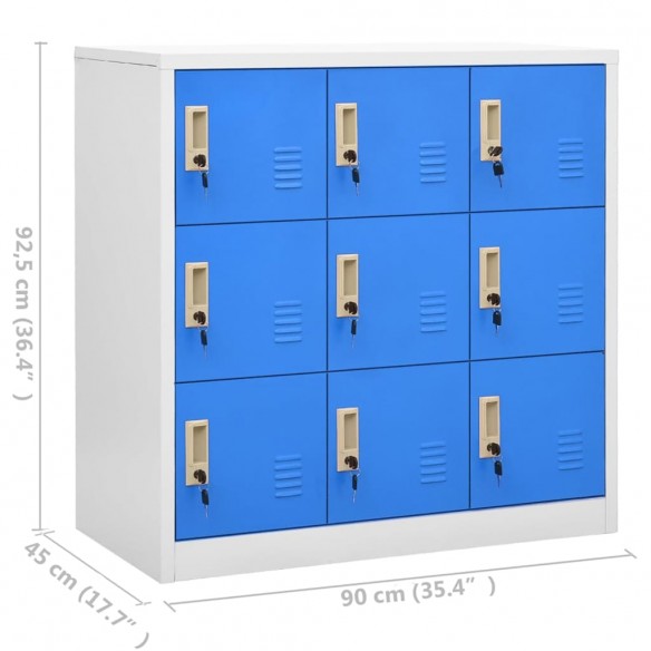 Armoire à casiers Gris clair et bleu 90x45x92,5 cm Acier