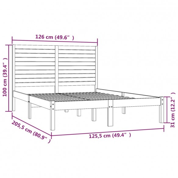 Cadre de lit Bois massif 120x200 cm