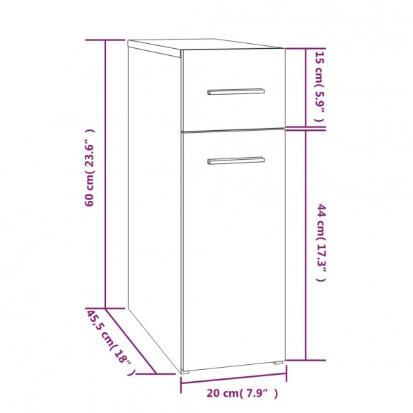 Armoire d'apothicaire Chêne fumé 20x45,5x60cm Bois d'ingénierie