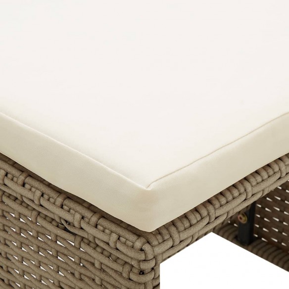 Tabourets de jardin 4 pcs avec coussins Résine tressée Beige