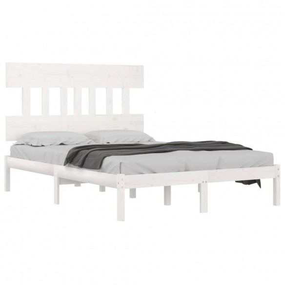 Cadre de lit Blanc Bois massif 140x190 cm