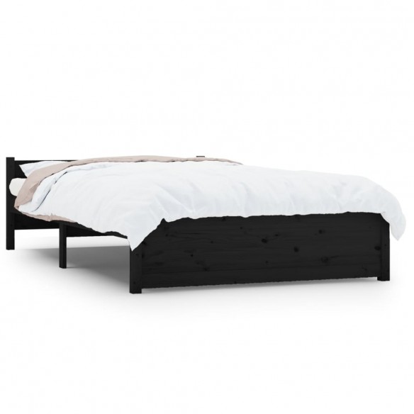 Cadre de lit Noir Bois massif 120x190 cm Petit double