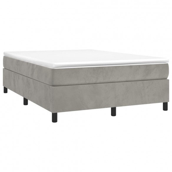 Cadre de lit et matelas Gris clair 140x200cm Velours