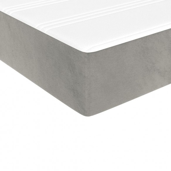 Cadre de lit et matelas Gris clair 140x200cm Velours