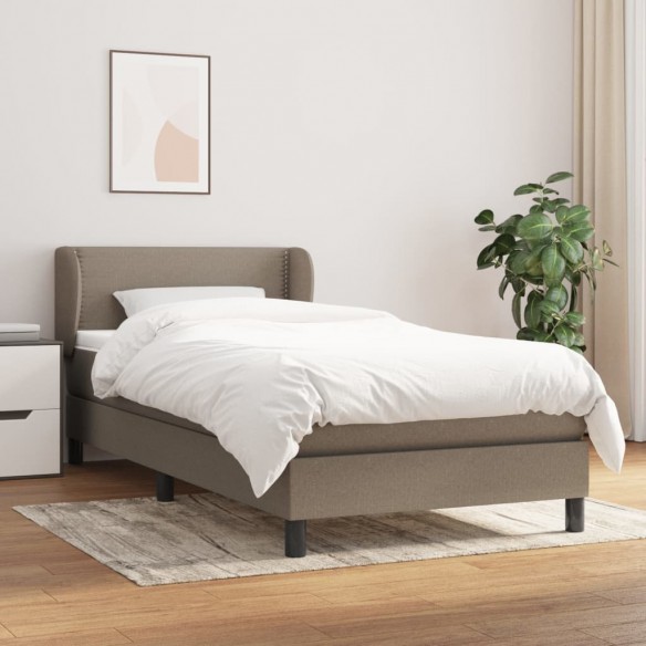 Sommier à lattes de lit avec matelas Taupe 90x200 cm Tissu