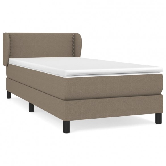 Cadre de lit avec matelas Taupe 90x200 cm Tissu