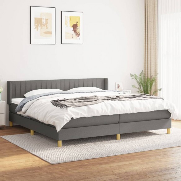 Cadre de lit avec matelas Gris foncé 200x200cm Tissu