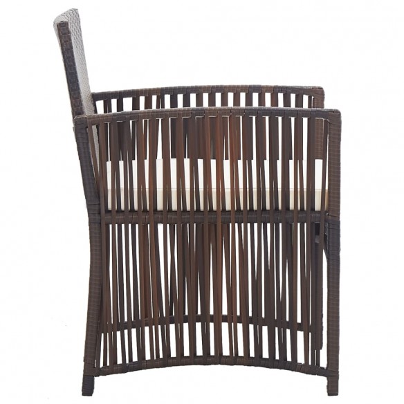 Fauteuils de jardin avec coussins 2 pcs Marron Résine tressée