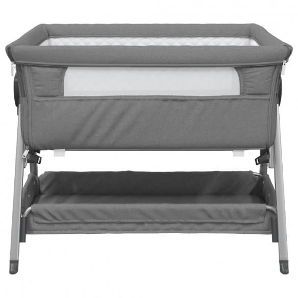 Lit pour bébé avec matelas Gris foncé Tissu de lin