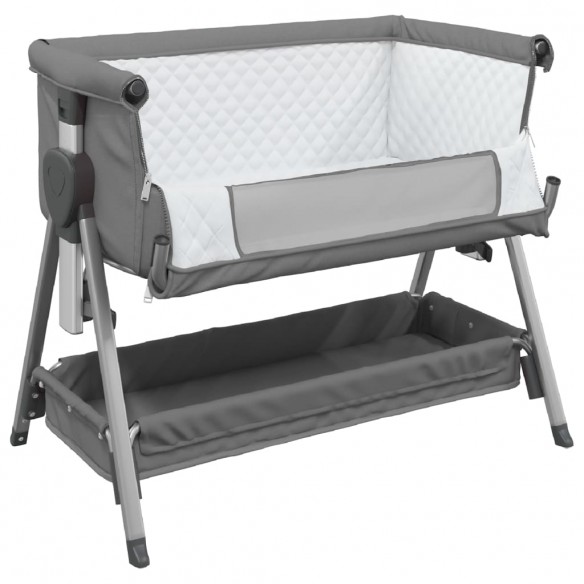 Lit pour bébé avec matelas Gris foncé Tissu de lin