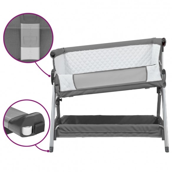 Lit pour bébé avec matelas Gris foncé Tissu de lin